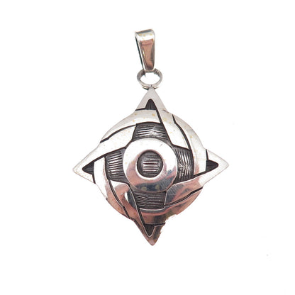925 Sterling Silver Vintage Four Elements Celtic Oxidized Charm Pendant