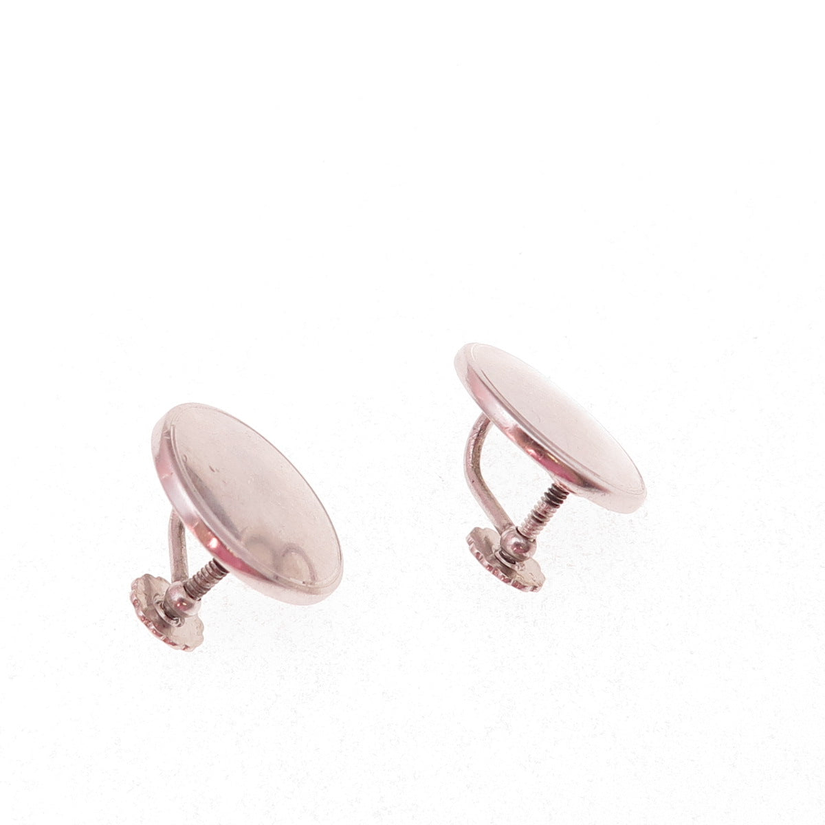 Wells 925 Sterling Silver Antique Art Deco Round Disc Screw Back Earrings