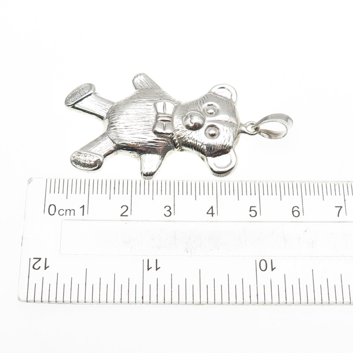 925 Sterling Silver Vintage Teddy Bear Oxidized Pendant