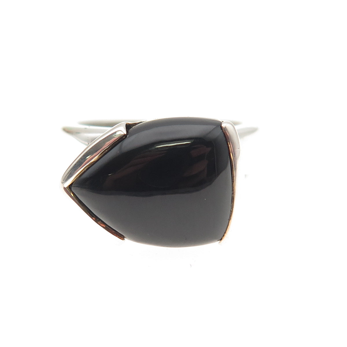 CNA PRANDA 925 Sterling Silver Vintage Real Black Onyx Modernist Ring Size 6