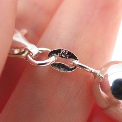 925 Sterling Silver Vintage Italy Ball Beaded 3-Strand Chain Necklace 16"