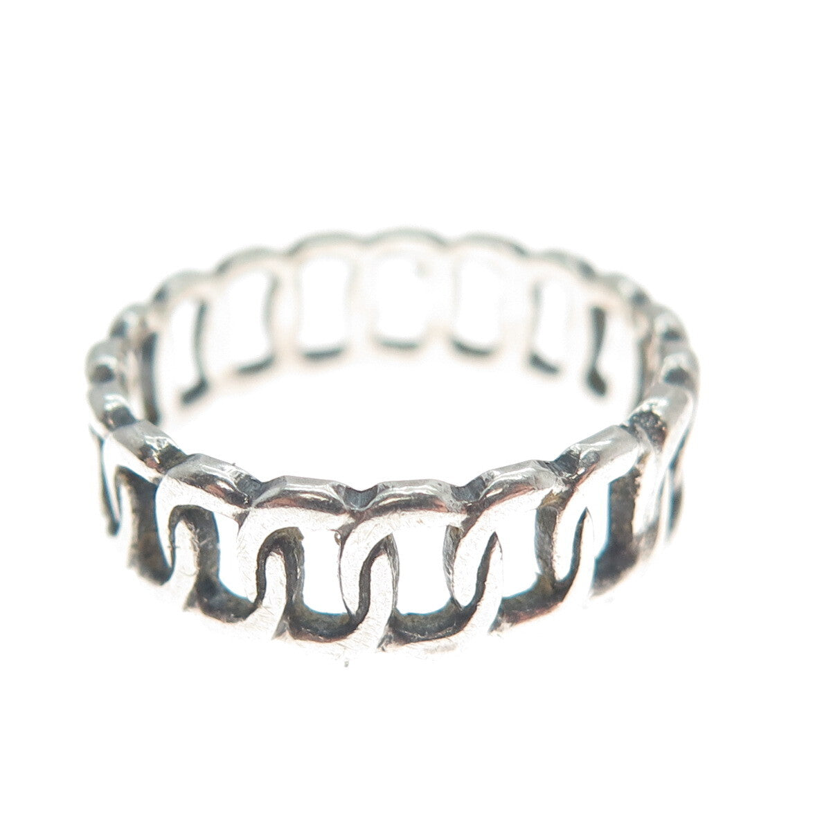 925 Sterling Silver Vintage Curb Oxidized Band Ring Size 6