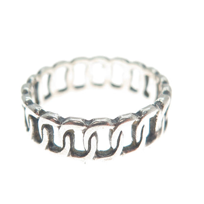 925 Sterling Silver Vintage Curb Oxidized Band Ring Size 6