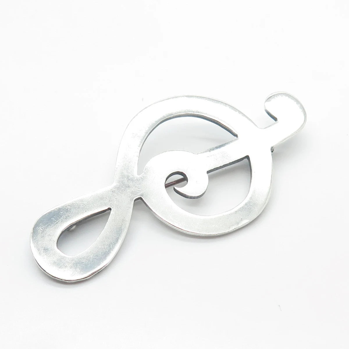 925 Sterling Silver Vintage Mexico Treble Clef Pin Brooch