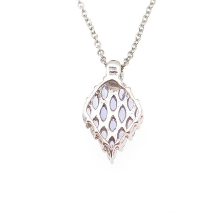 Chuck Clemency 925 Sterling Silver Real Diamond & Tanzanite Chain Necklace 20"