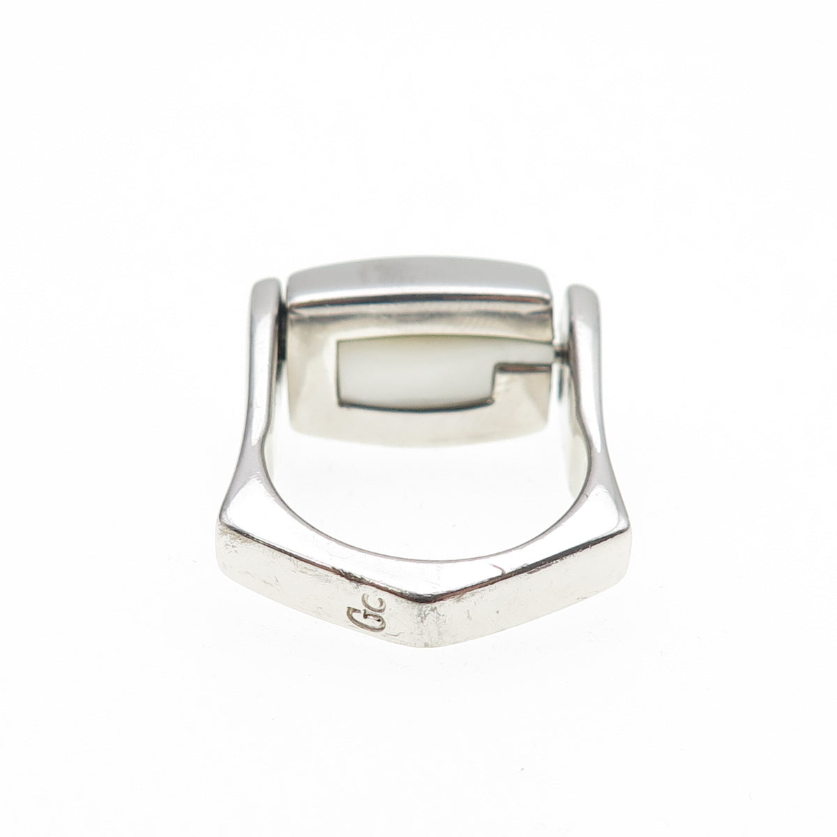 GUESS Sterling Silver Vintage Real Black Onyx & MOP Reversible Ring Size 7.25