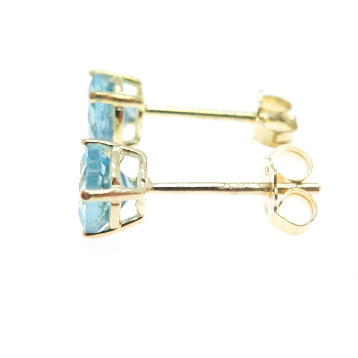 DBJ DEE BERKLEY 925 Sterling Silver Gold Plated Real Blue Topaz Stud Earrings