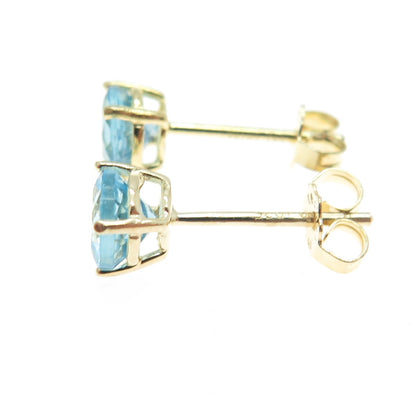 DBJ DEE BERKLEY 925 Sterling Silver Gold Plated Real Blue Topaz Stud Earrings