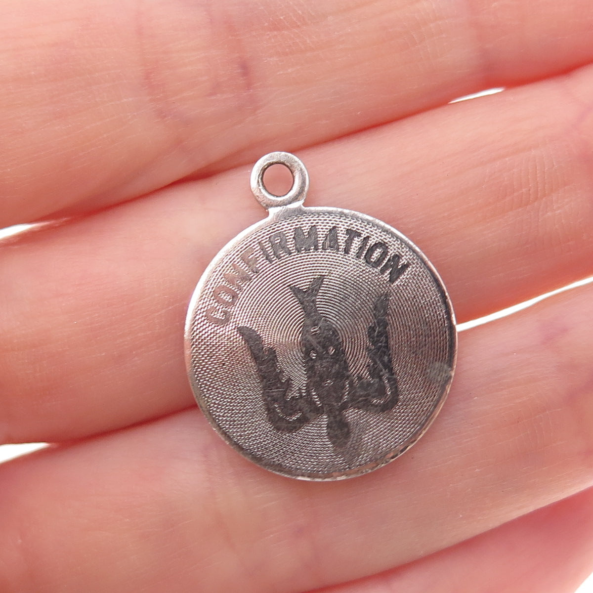 Wells 925 Sterling Silver Vintage Confirmation Religious Charm Pendant