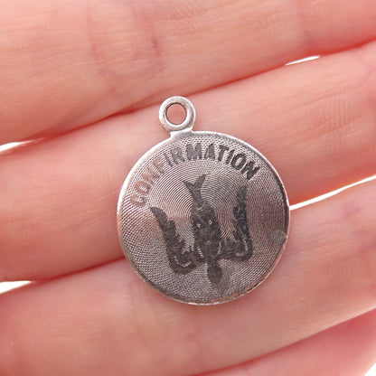 Wells 925 Sterling Silver Vintage Confirmation Religious Charm Pendant