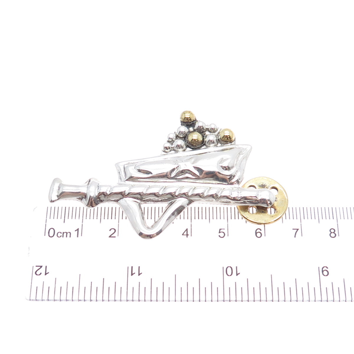 ATI ANNIKA WITT Sterling Silver 2-Tone Vintage Mexico Gold Mining Cart Brooch