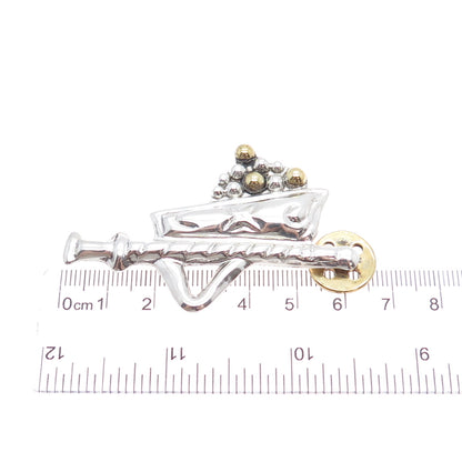 ATI ANNIKA WITT Sterling Silver 2-Tone Vintage Mexico Gold Mining Cart Brooch