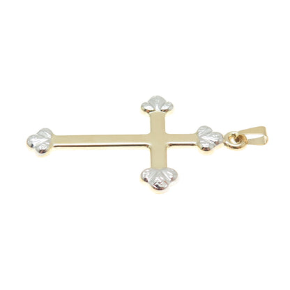 14K Yellow & White Gold Cross Religious Charm Pendant