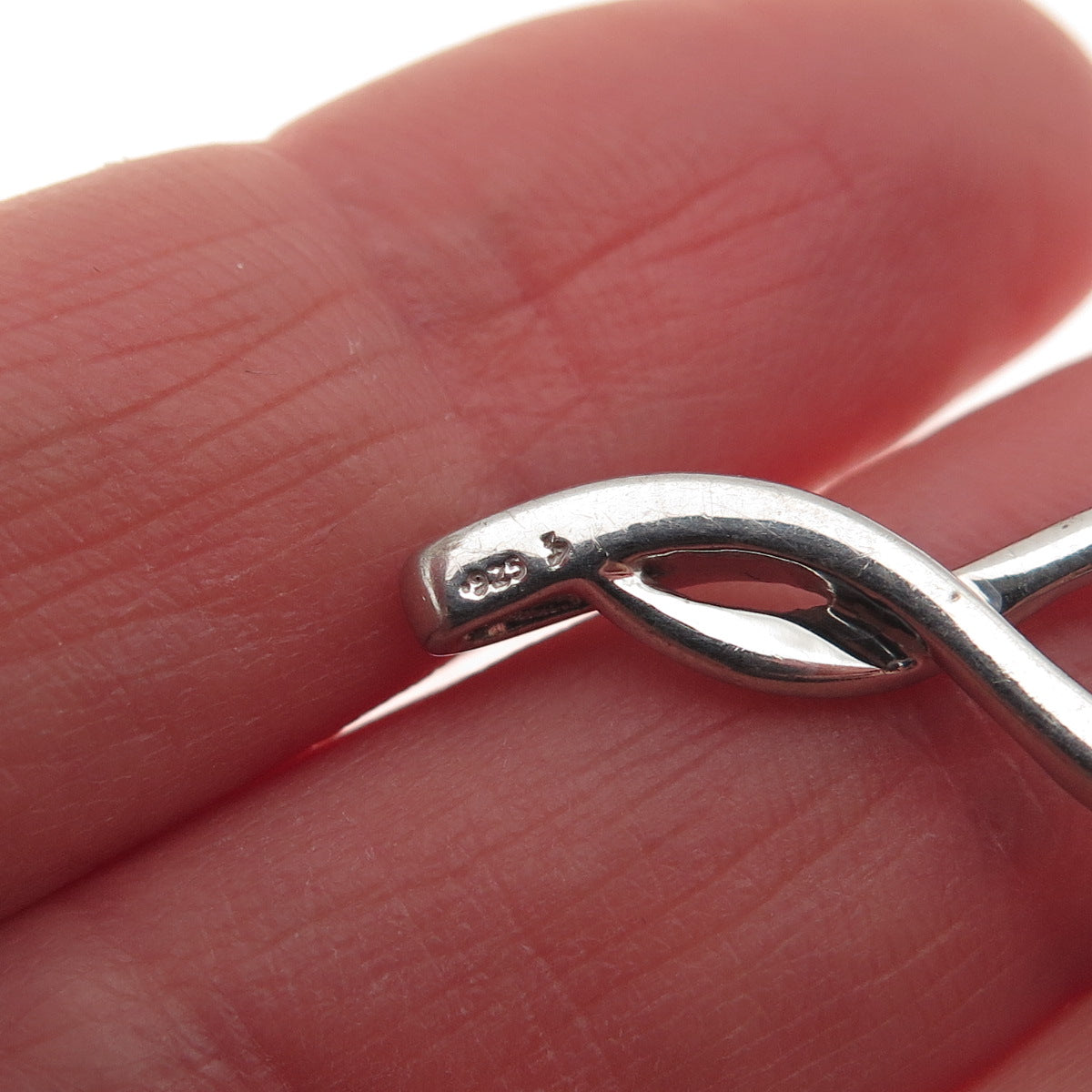 925 Sterling Silver Real Round-Cut Diamond Twisted Charm Pendant