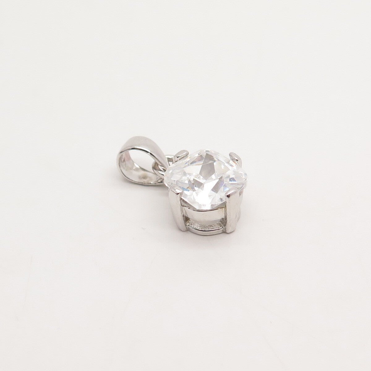 925 Sterling Silver Princess-Cut C Z Pendant