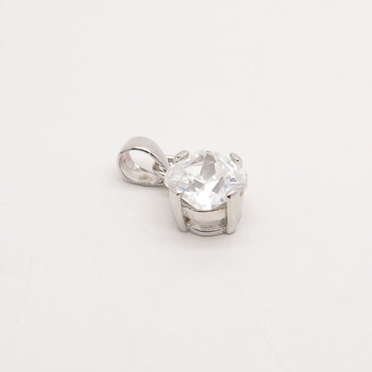 925 Sterling Silver Princess-Cut C Z Pendant