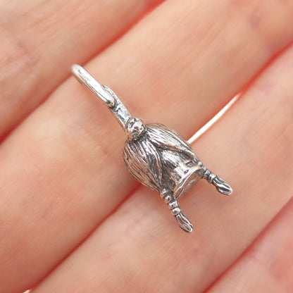 925 Sterling Silver Vintage Indian Chief Oxidized Minimalist 3D Charm Pendant