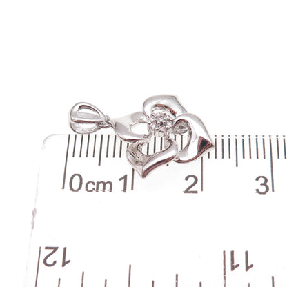 925 Sterling Silver Round-Cut C Z Floral Charm Pendant