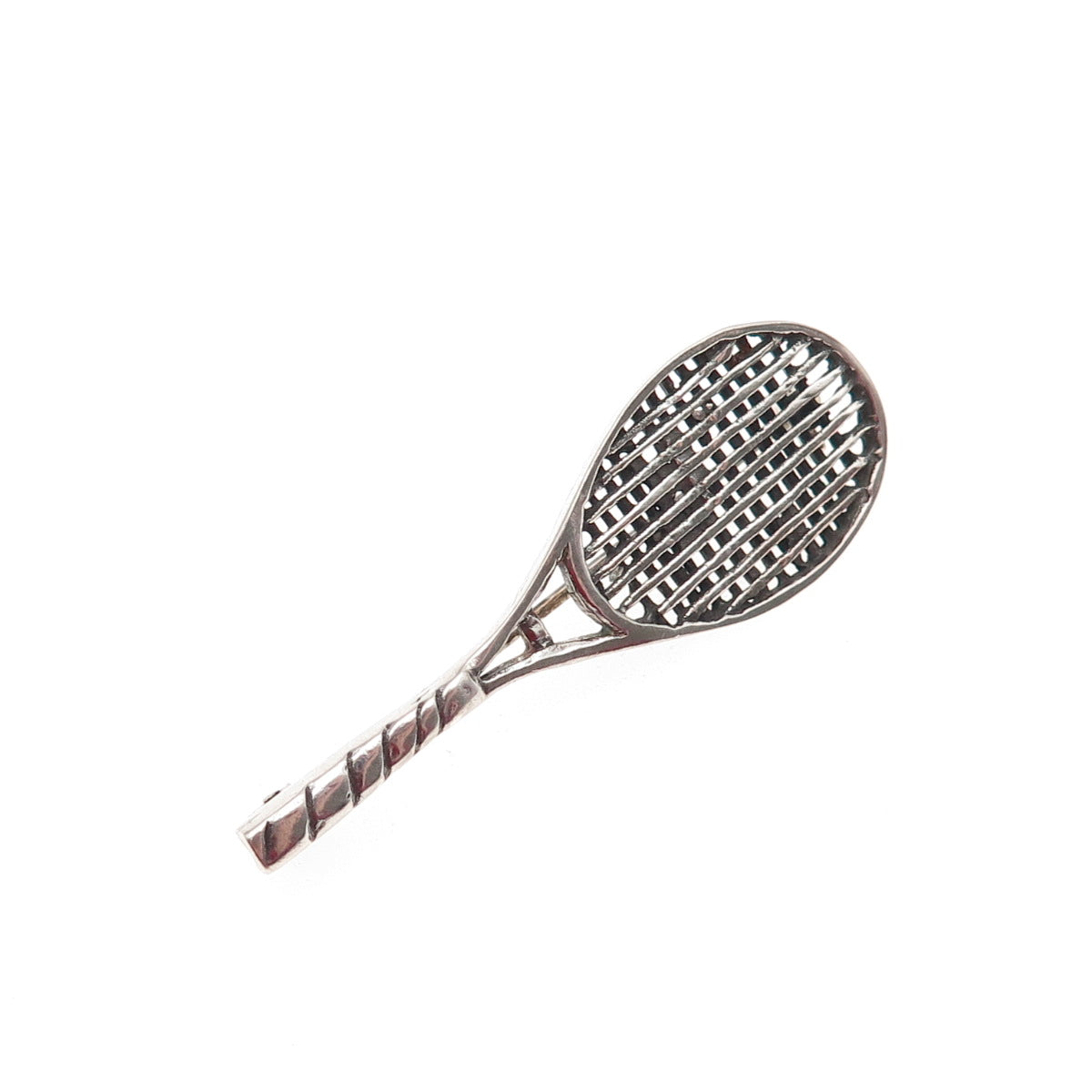 Boma 925 Sterling Silver Vintage Tennis Racket Oxidized Pin Brooch