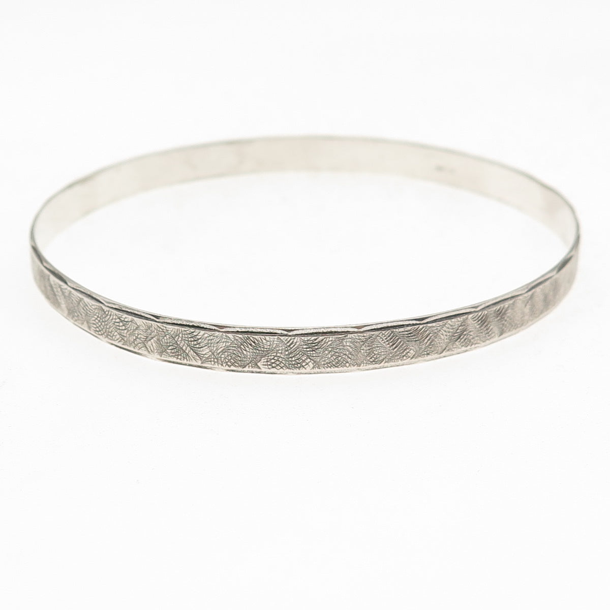 835 Silver Vintage European Textured Oxidized Bangle Bracelet 8.25"