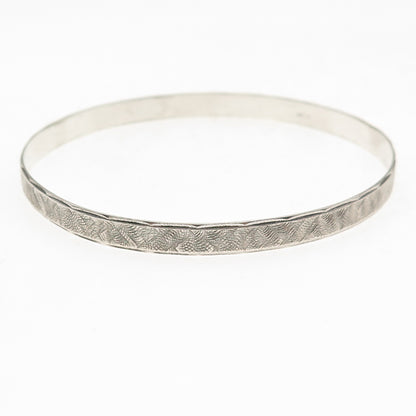 835 Silver Vintage European Textured Oxidized Bangle Bracelet 8.25"