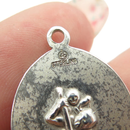 925 Sterling Silver Vintage St. Christopher Soccer Sport Medal Pendant