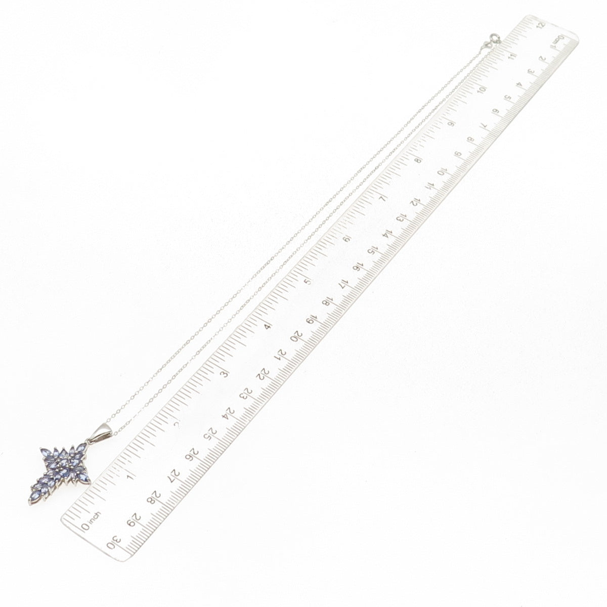 Chuck Clemency 925 Sterling Silver Real Tanzanite Cross Cable Chain Necklace 20"