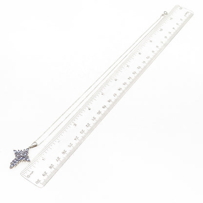 Chuck Clemency 925 Sterling Silver Real Tanzanite Cross Cable Chain Necklace 20"