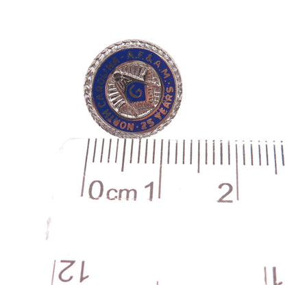 925 Sterling Antique Enamel North Carolina AF. & AM. 25 Years Masonic Lapel Pin