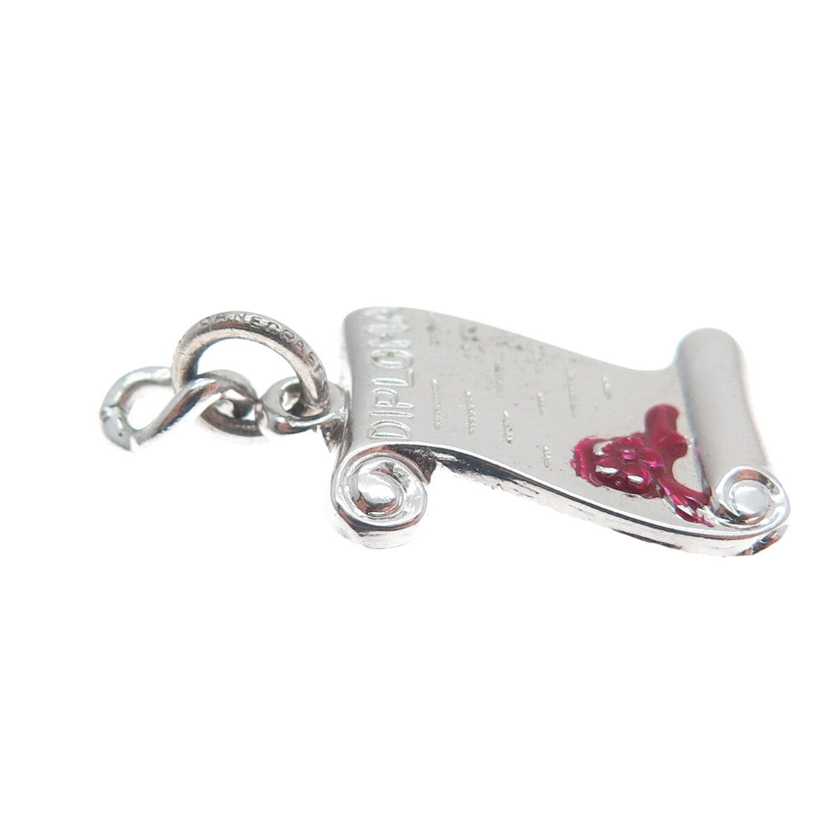 DANECRAFT 925 Sterling Silver Vintage Enamel Diploma Minimalist Charm Pendant