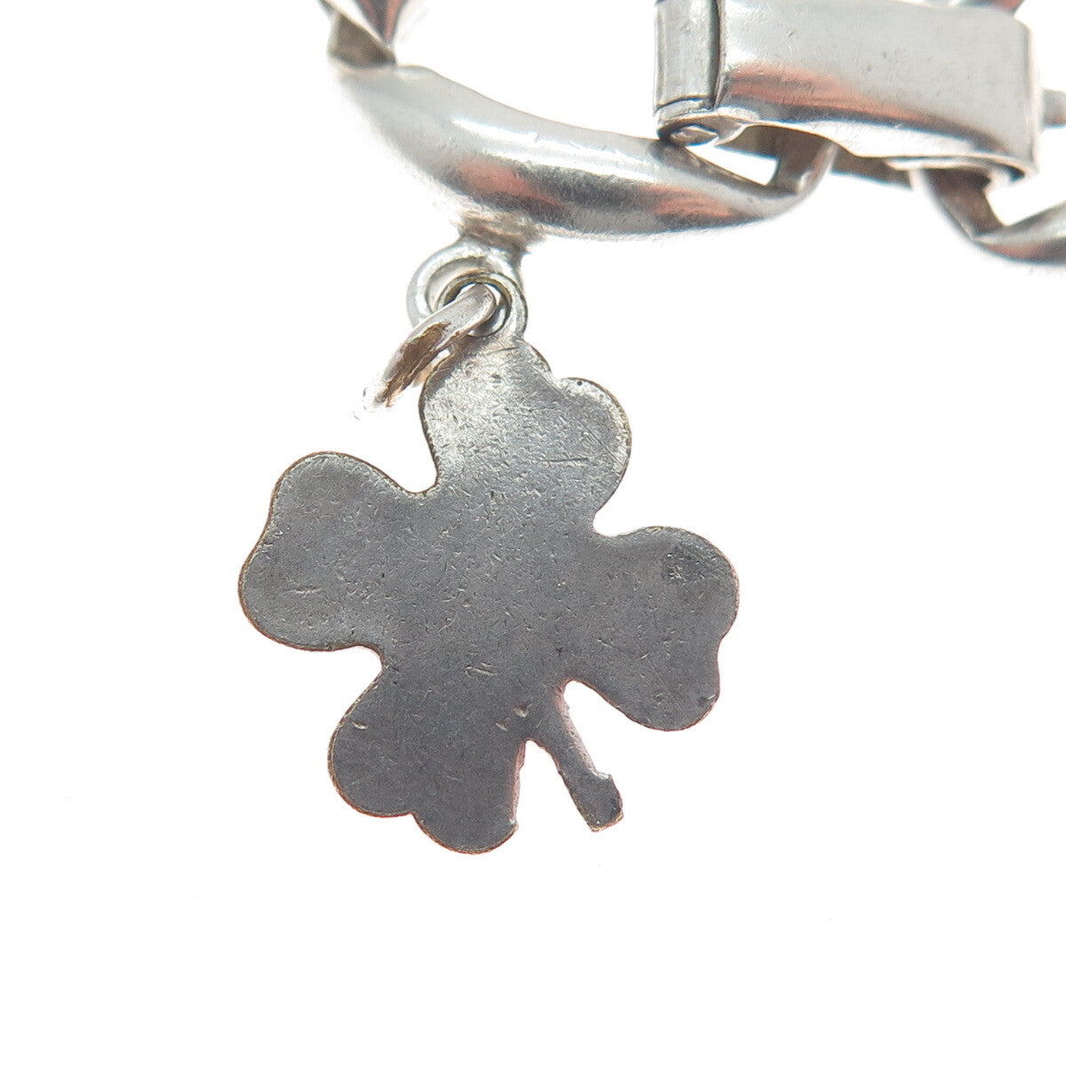 DANECRAFT 925 Sterling Silver Antique Art Deco Clover Charm Bracelet 6"