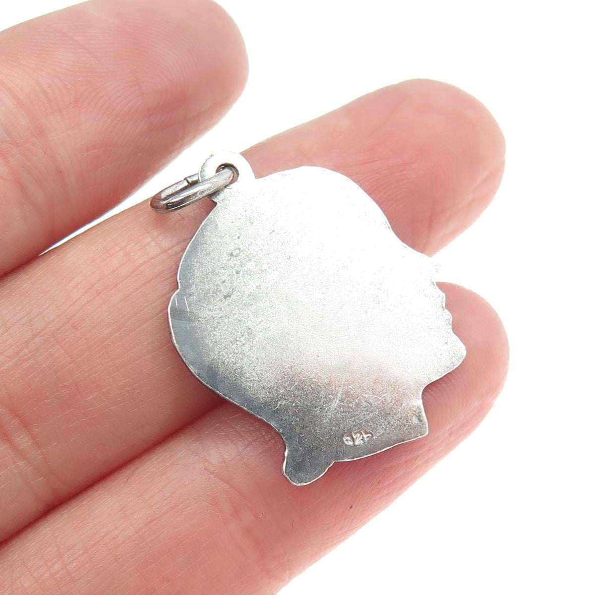 925 Sterling Silver Vintage Pom Pom Girl Profile Charm Pendant