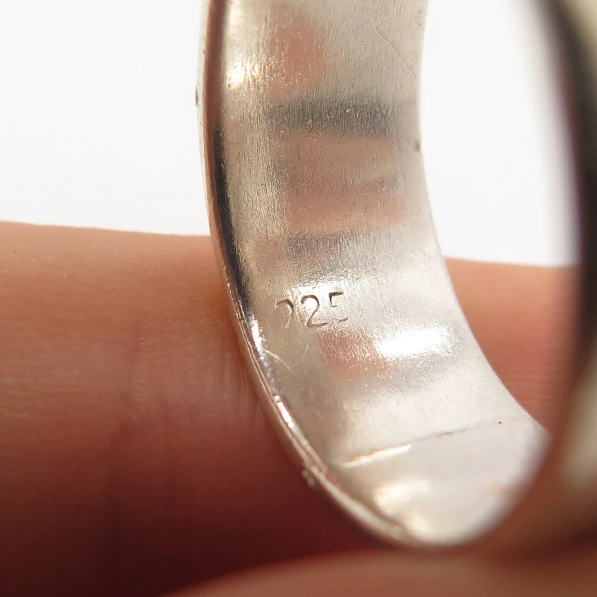925 Sterling Silver Vintage Modernist Band Ring Size 9.25