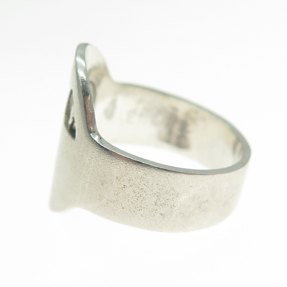 925 Sterling Silver Vintage Modernist Rose Flower Spiral Ring Size 7