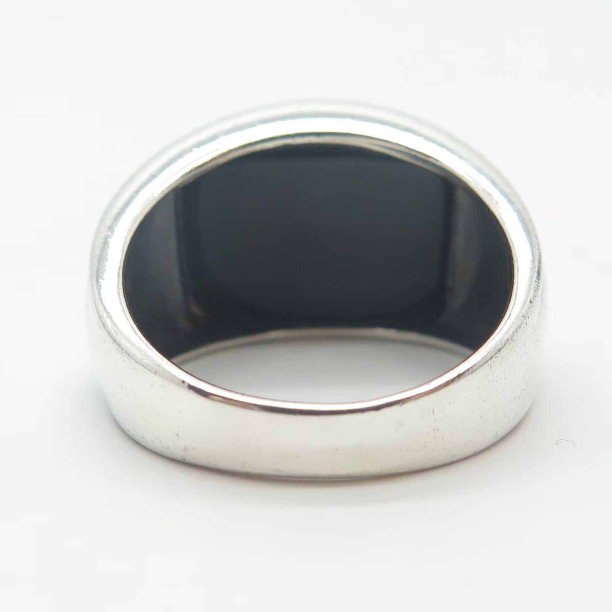 925 Sterling Silver Vintage Real Black Onyx Gem Leaf Branch Ring Size 7.75