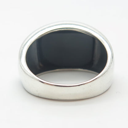 925 Sterling Silver Vintage Real Black Onyx Gem Leaf Branch Ring Size 7.75