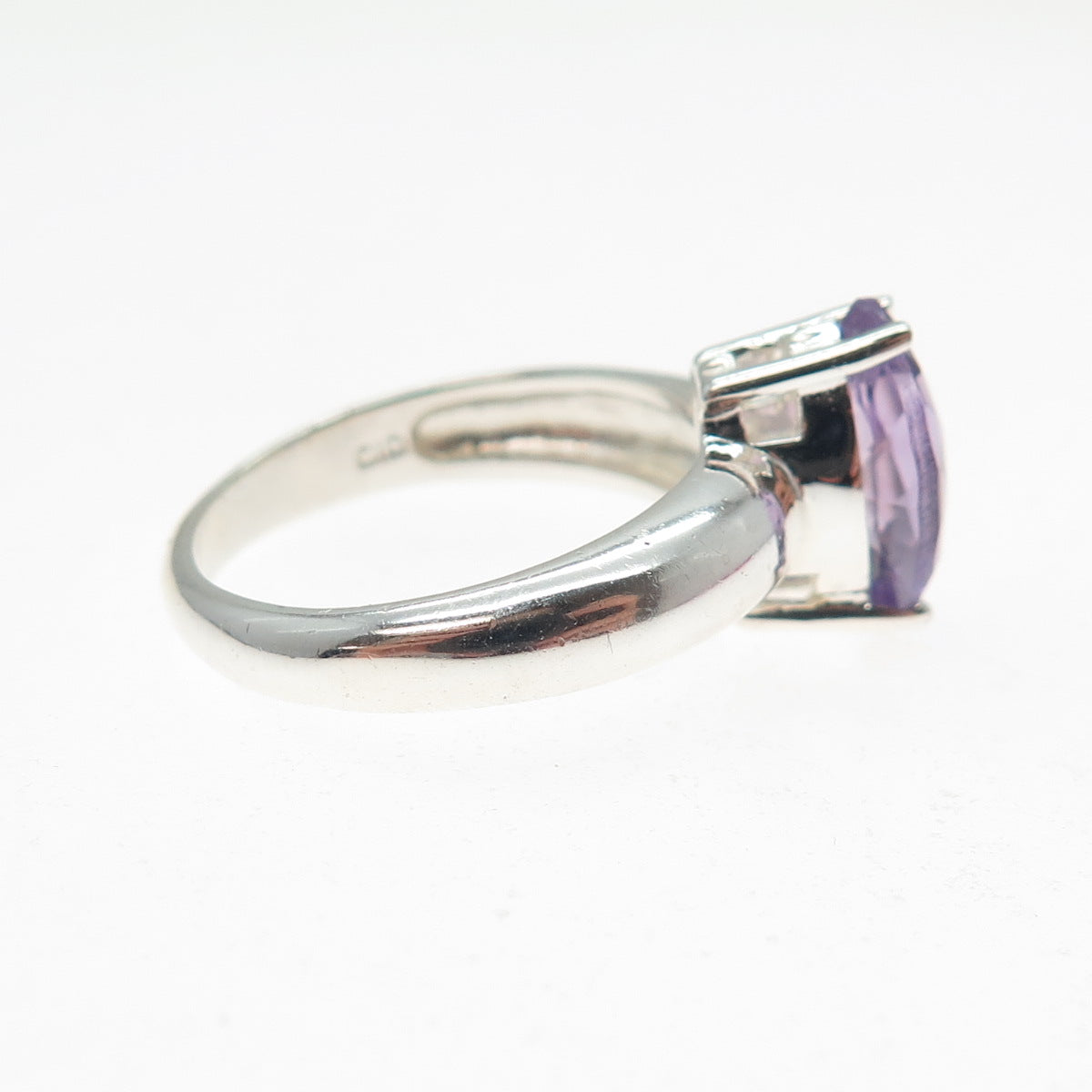 CLYDE DUNEIER CID 925 Sterling Silver Vintage Real Amethyst Ring Size 6.75