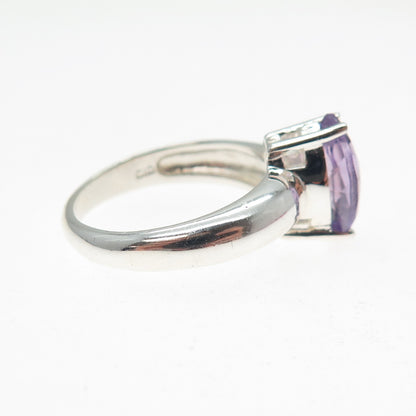 CLYDE DUNEIER CID 925 Sterling Silver Vintage Real Amethyst Ring Size 6.75