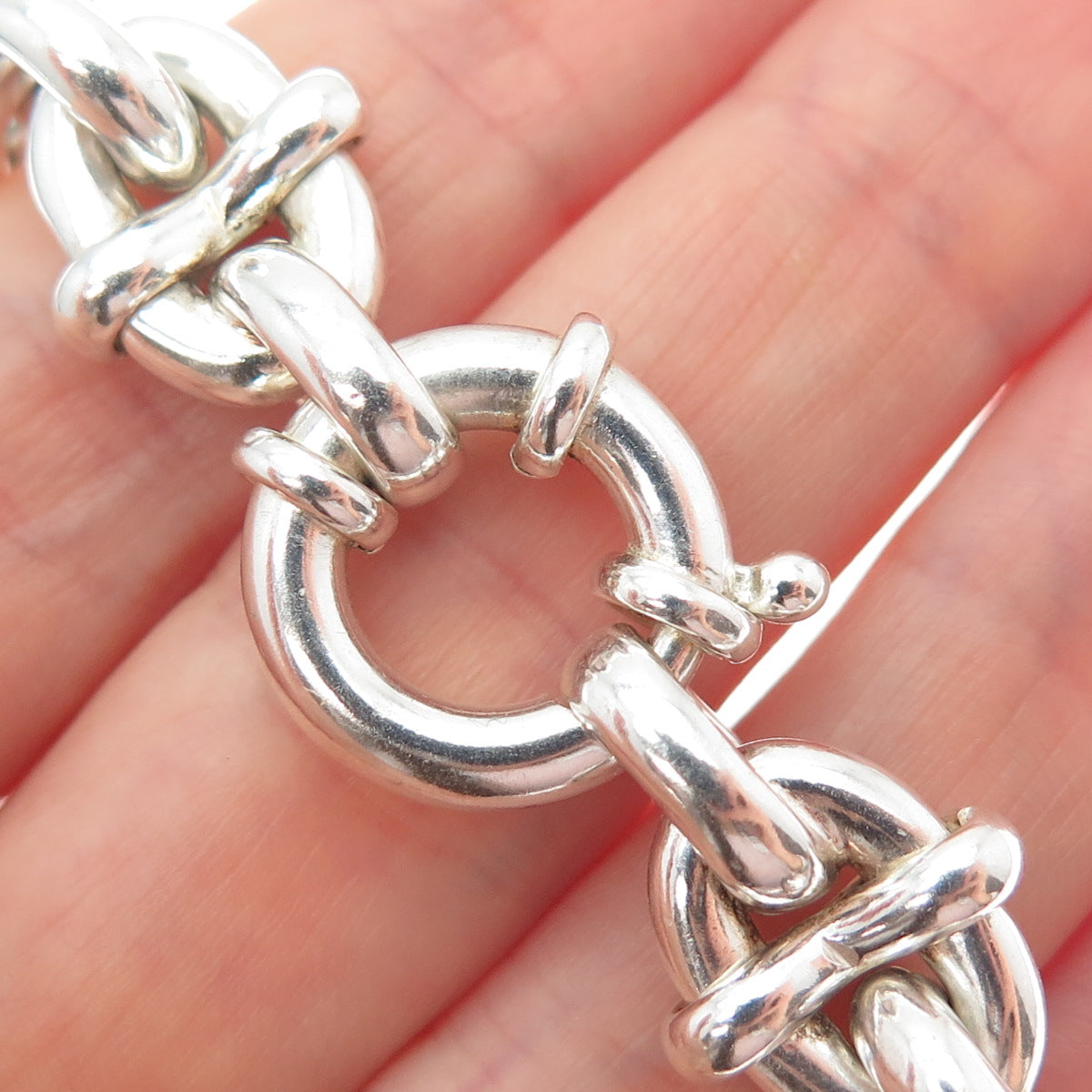 925 Sterling Silver Vintage Italy Cable Link Bracelet 6.75"
