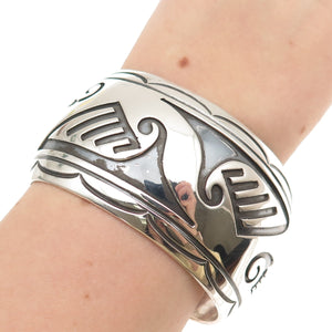 Kelvis Josh Navajo Old Pawn Sterling Silver Vintage Adjustable Bracelet 6.75"