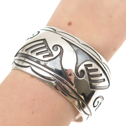 Kelvis Josh Navajo Old Pawn Sterling Silver Vintage Adjustable Bracelet 6.75"