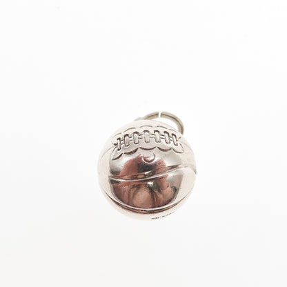 925 Sterling Silver Antique Art Deco Basketball Oxidized Mini 3D Charm Pendant