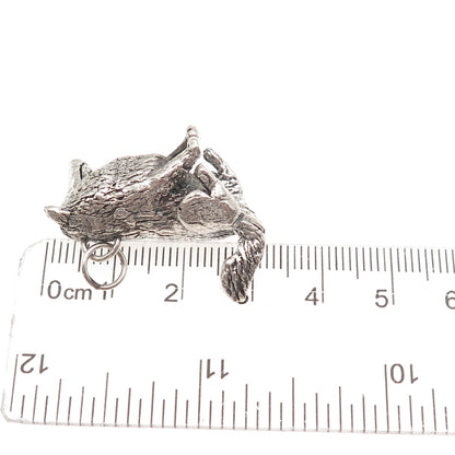 925 Sterling Silver Vintage Collie Dog Hollow Oxidized 3D Charm Pendant