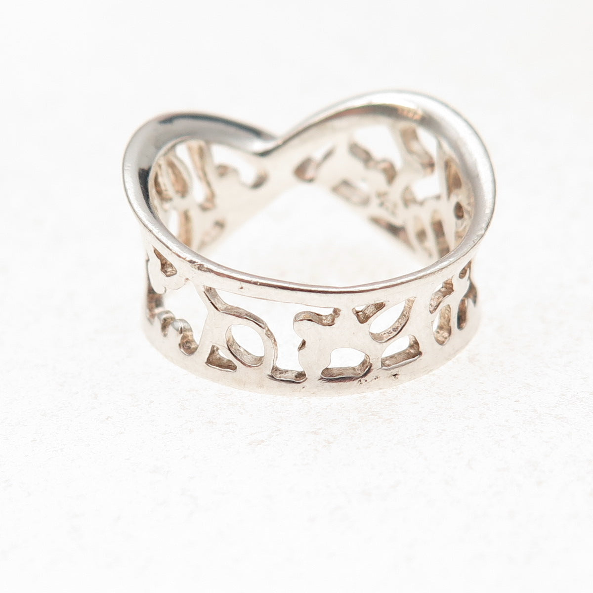 Kit Heath 925 Sterling Silver Vintage Modernist Twisted Oxidized Ring Size 6.25