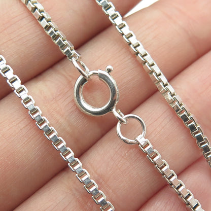 925 Sterling Silver Vintage Real Carnelian Modernist Box Chain Necklace 14-16"