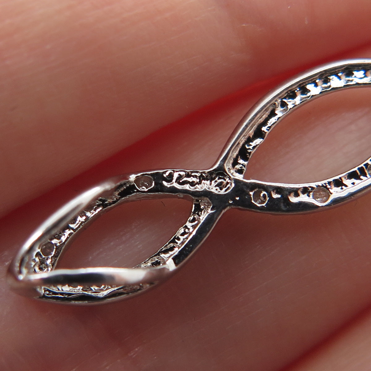 925 Sterling Silver Real Round-Cut Diamond Twisted Infinity Charm Pendant