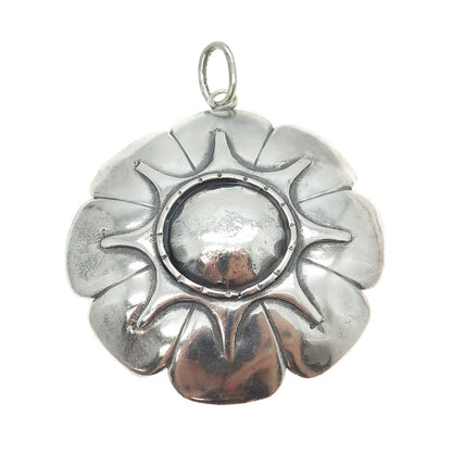 925 Sterling Silver Vintage Modernist Floral Pendant