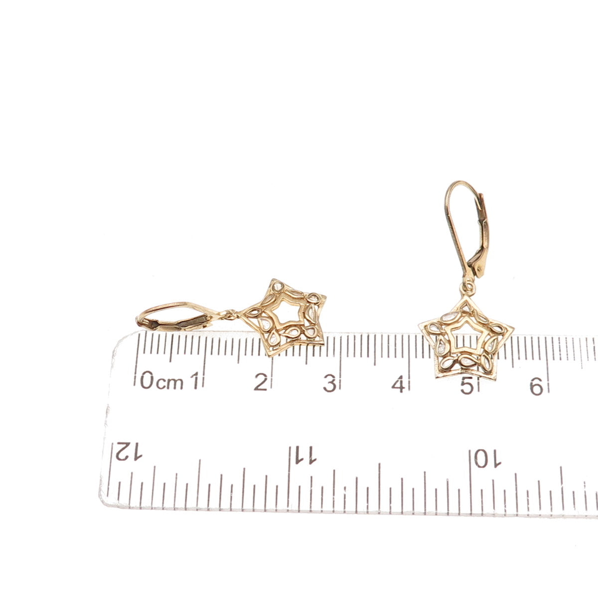 D'Joy 925 Sterling Silver Gold Plated Real Rose-Cut Diamond Star Dangle Earrings