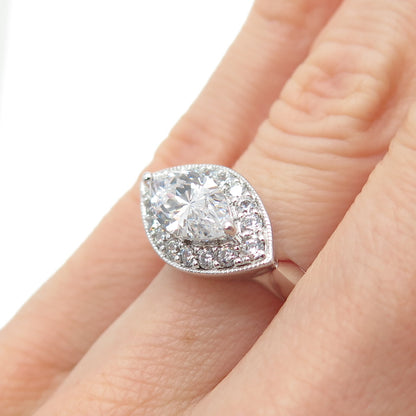 925 Sterling Silver Marquise & Round-Cut C Z Sparkle Ring Size 5.25