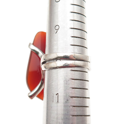 Chapal Zenray Sterling Silver Vintage Real Carnelian Modernist Ring Size 10.25